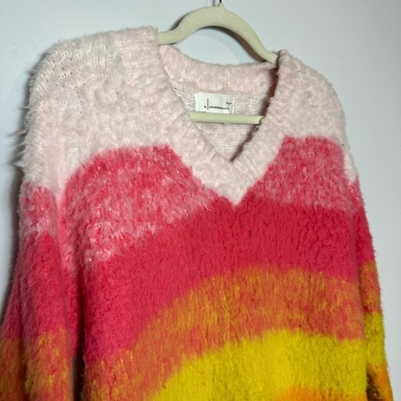 Anthropologie Simone Striped Wool Blend Fuzzy Knit Pullover Sweater XS Rainbow - Picture 5 of 12